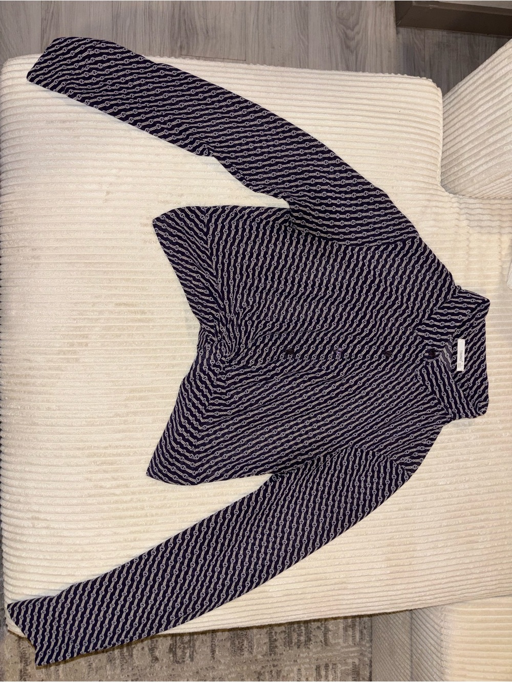 Women’s Navy Patterned Long-Sleeve shirt